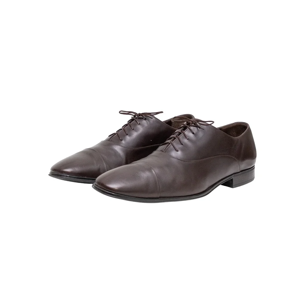 Salvatore Ferragamo Mens Brown Leather Cap Toe Oxford Dress Shoes 58591 Size 11D